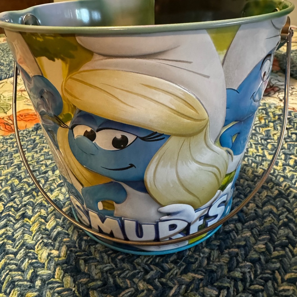 Smurfs Metal Bucket - Blue and White 5.5 inches plus 11” Tumblers Popcorn Bucket